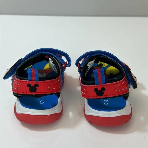 Disney Junior Mickey Mouse Sandals Kids Childrens Baby Size 2 Red Blue Summer - Picture 7 of 16